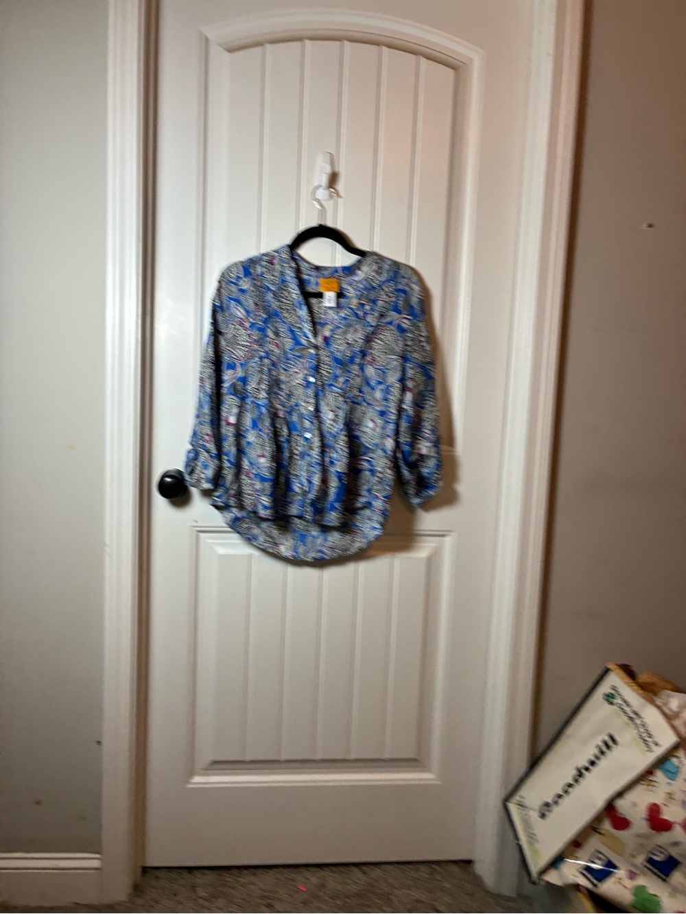 Ruby Rd. Blue Paisley Button-Up Blouse